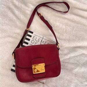 Authentic Miu Miu Red Madras Leather Crossbody Bag